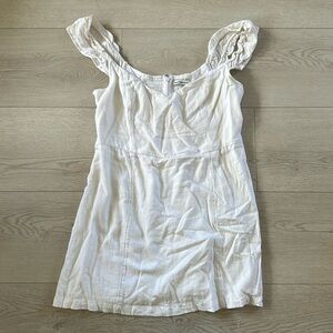 Abercrombie White Linen-Blend Mini Dress | Size Large